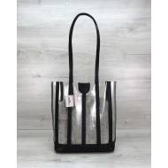 Силиконовая сумка с косметичкой серого цвета